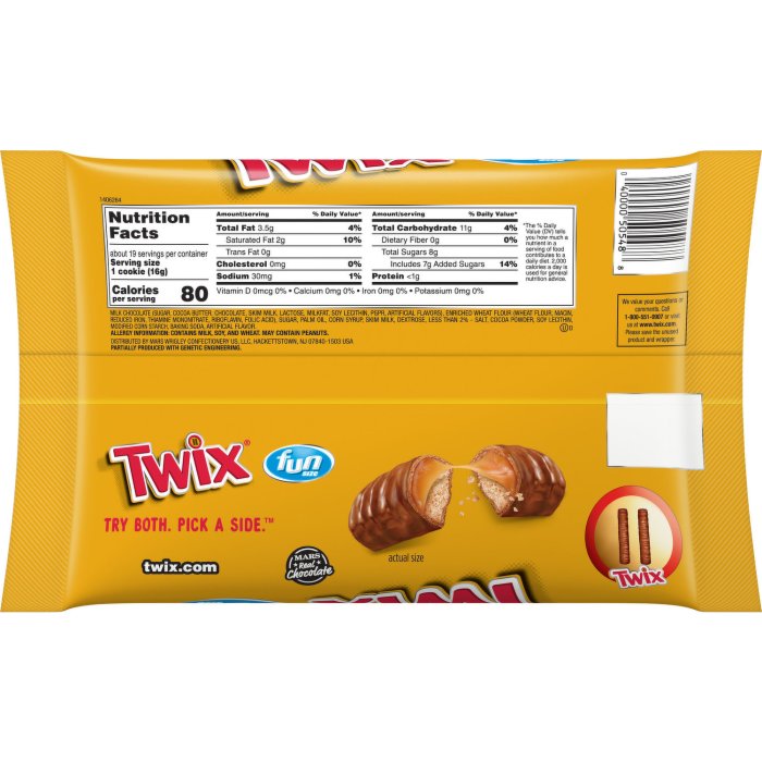 Twix fun size nutrition facts